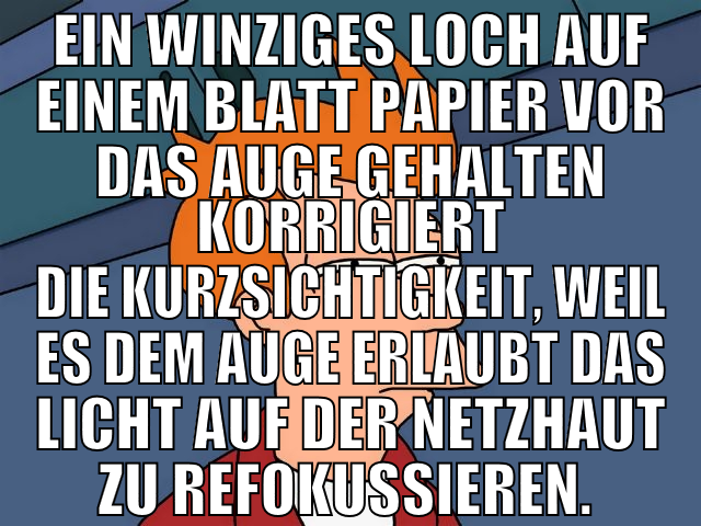 Ein winziges Loch auf einem Blatt Papier vor das A