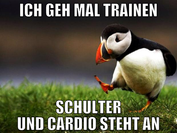 ich geh mal trainen schulter und cardio steht an