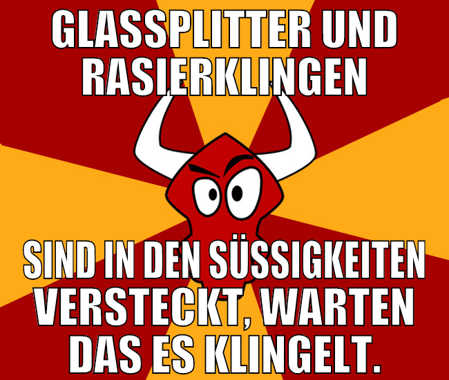 glassplitter und rasierklingen sind in den süßigke