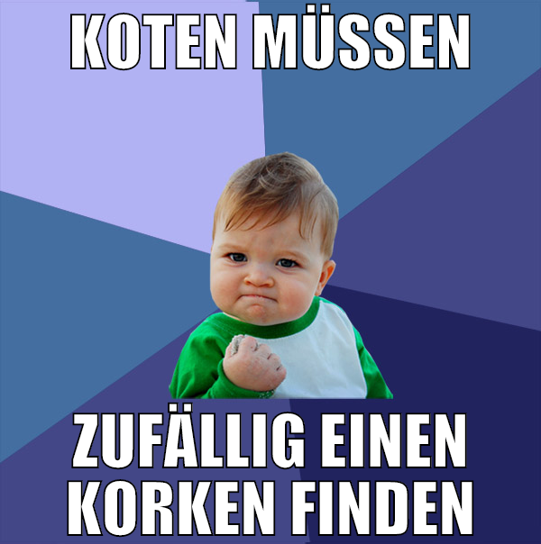 koten müssen zufällig einen korken finden