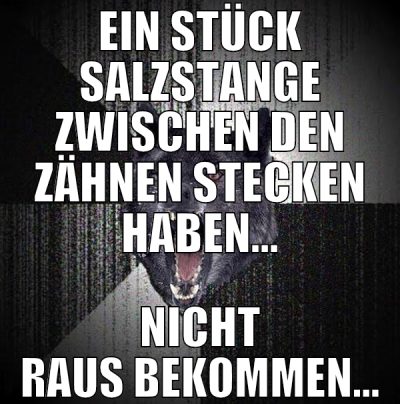 Ein Stück Salzstange zwischen den zähnen stecken h
