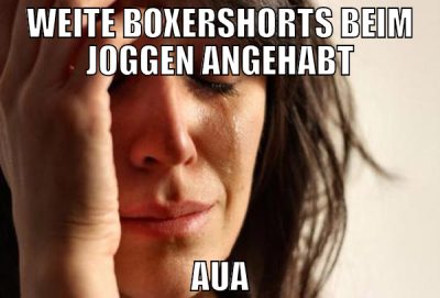 weite boxershorts beim joggen angehabt aua