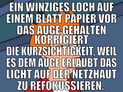 Ein winziges Loch auf einem Blatt Papier vor das A