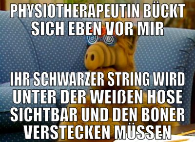 physiotherapeutin bückt sich eben vor mir ihr schw