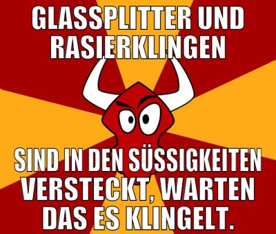 glassplitter und rasierklingen sind in den süßigke