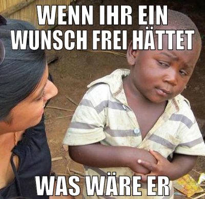 wenn ihr ein wunsch frei hättet was wäre er