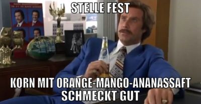 stelle fest Korn mit Orange-Mango-Ananassaft schme
