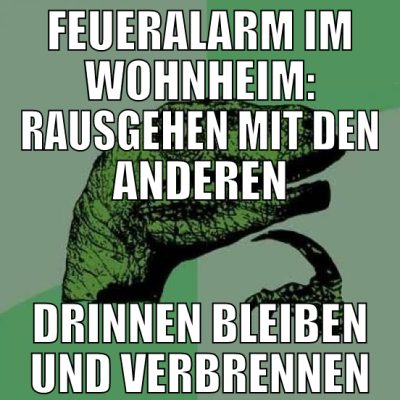 feueralarm im wohnheim: rausgehen mit den anderen