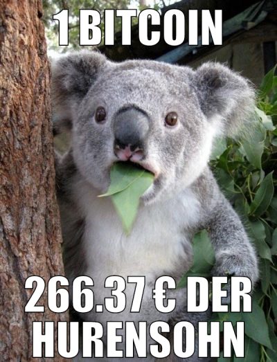 1 bitcoin 266.37 € der hurensohn