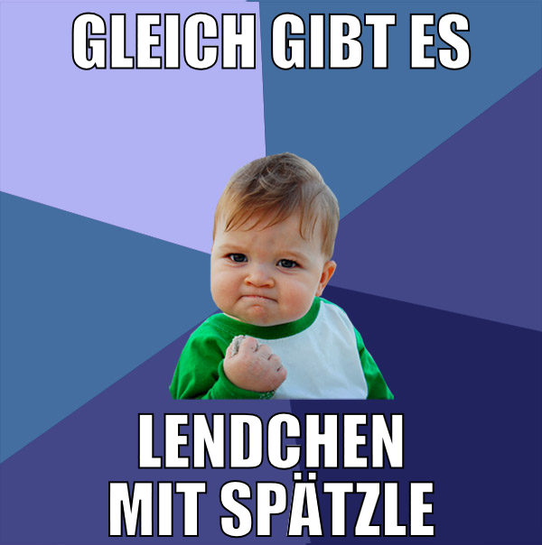 gleich gibt es lendchen mit spätzle