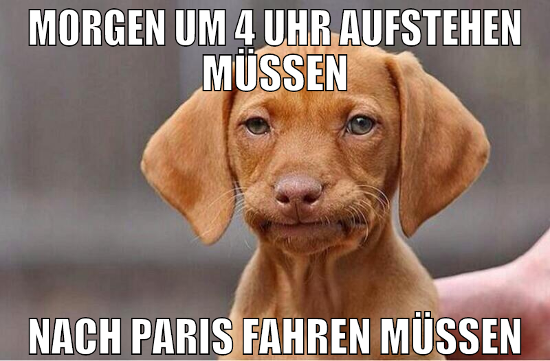 morgen um 4 uhr aufstehen müssen nach paris fahren