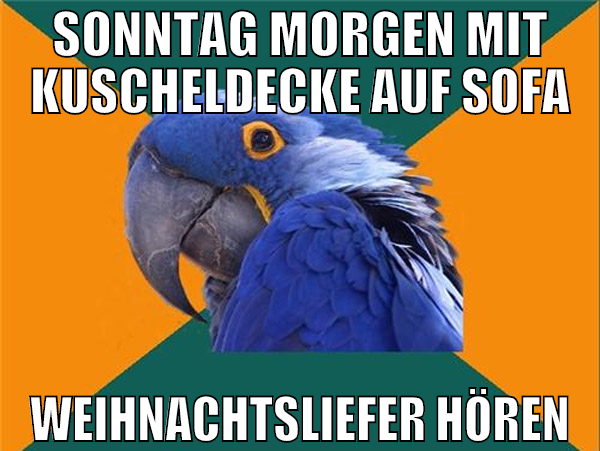 sonntag morgen mit kuscheldecke auf sofa weihnacht