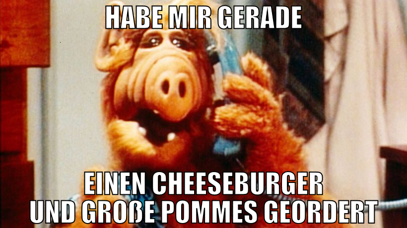 habe mir gerade einen Cheeseburger und große pomme