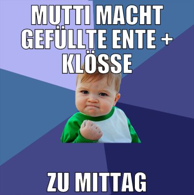 mutti macht gefüllte ente + klöße zu mittag