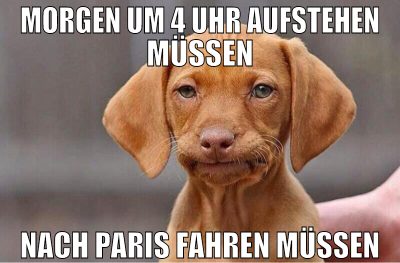 morgen um 4 uhr aufstehen müssen nach paris fahren