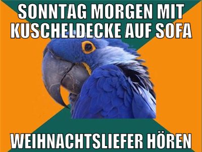 sonntag morgen mit kuscheldecke auf sofa weihnacht
