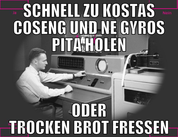 schnell zu kostas coseng und ne gyros pita holen o