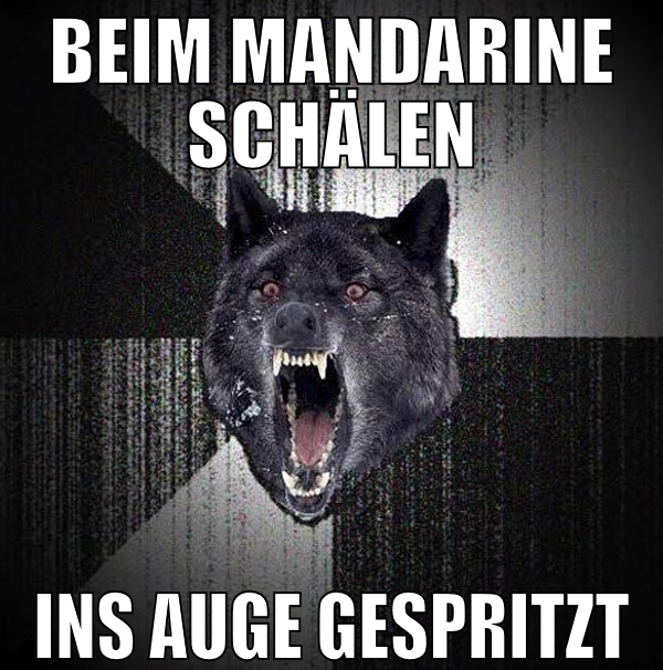 beim mandarine schälen ins auge gespritzt