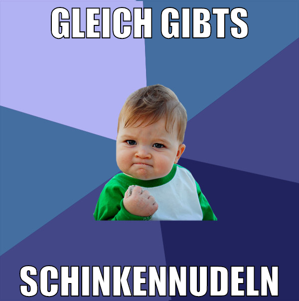 gleich gibts schinkennudeln