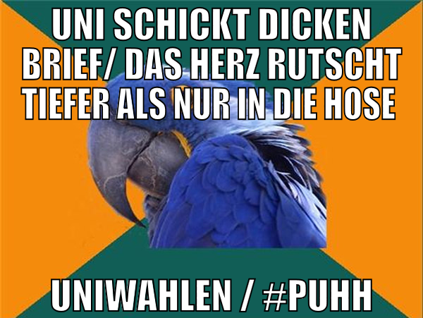 uni schickt dicken brief/ das herz rutscht tiefer