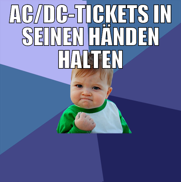 AC/DC-Tickets in seinen händen halten