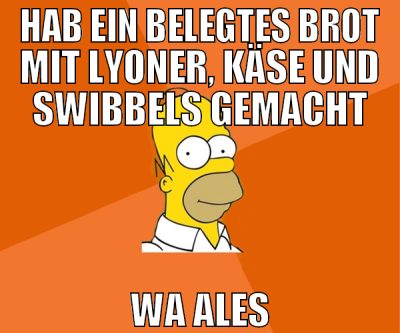 hab ein belegtes brot mit lyoner, käse und swibbel