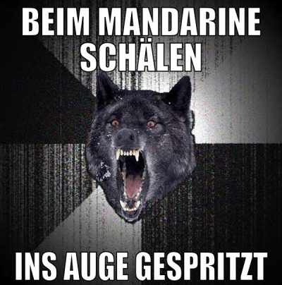 beim mandarine schälen ins auge gespritzt