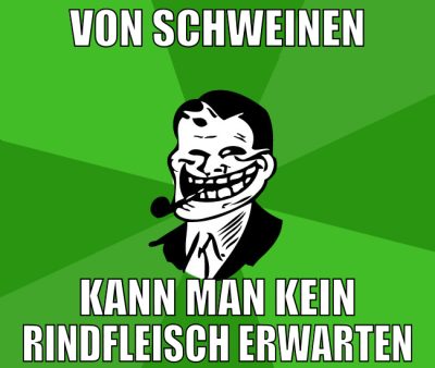 VON SCHWEINEN KANN MAN KEIN RINDFLEISCH ERWARTEN