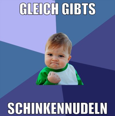 gleich gibts schinkennudeln