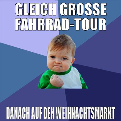 gleich große fahrrad-tour danach auf den weihnacht
