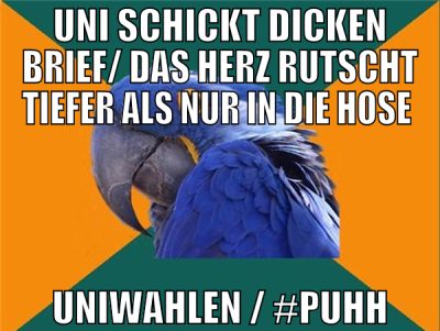 uni schickt dicken brief/ das herz rutscht tiefer