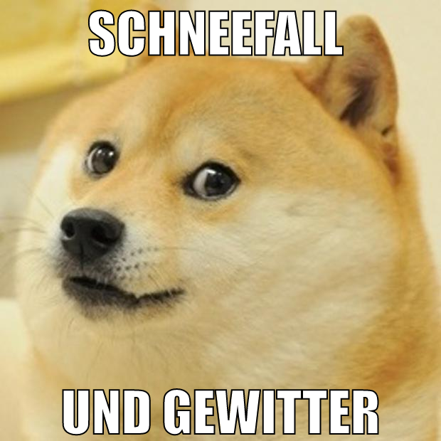 Schneefall  und Gewitter