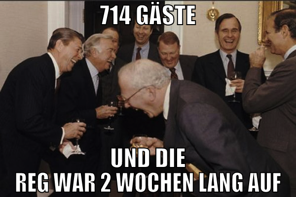 714 Gäste und die reg war 2 wochen lang auf
