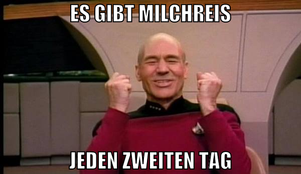 Es gibt Milchreis Jeden zweiten tag
