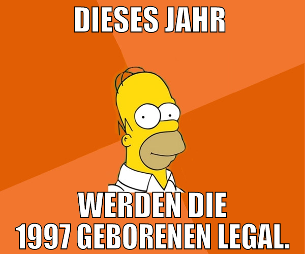 Dieses Jahr  werden die 1997 Geborenen legal.