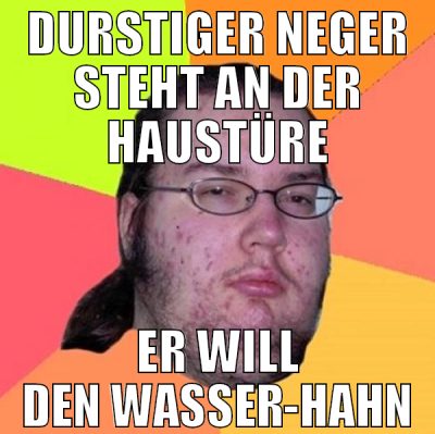 durstiger neger steht an der haustüre er will den