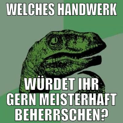 welches handwerk würdet ihr gern meisterhaft beher