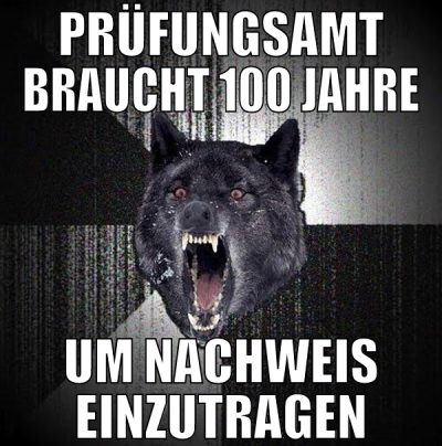 Prüfungsamt braucht 100 jahre um nachweis einzutra