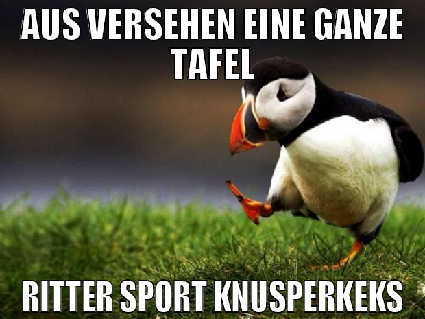 Aus versehen eine ganze tafel ritter sport knusper