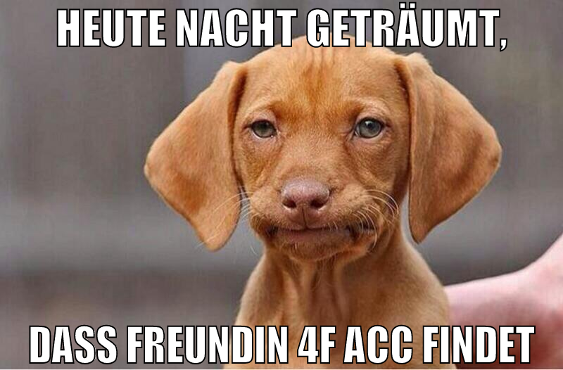 heute nacht geträumt, dass Freundin 4F Acc findet