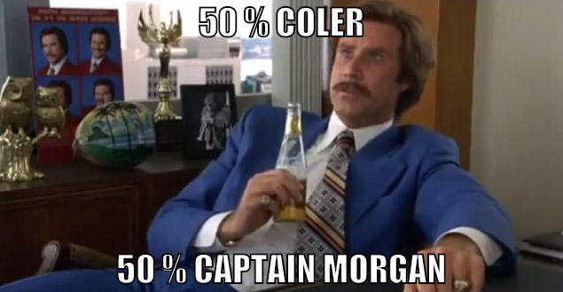 50 % coler 50 % captain morgan