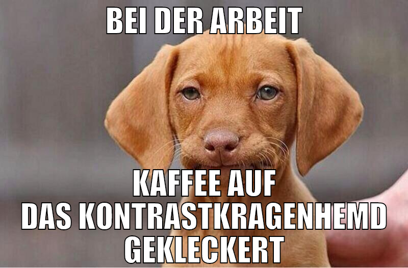 bei der arbeit kaffee auf das kontrastkragenhemd g