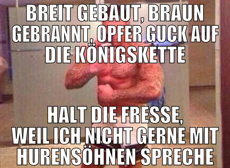 breit gebaut, braun gebrannt, opfer guck auf die k