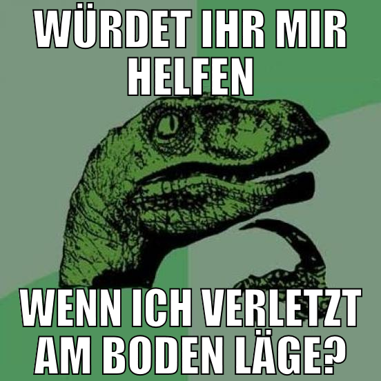 würdet ihr mir helfen wenn ich verletzt am boden l