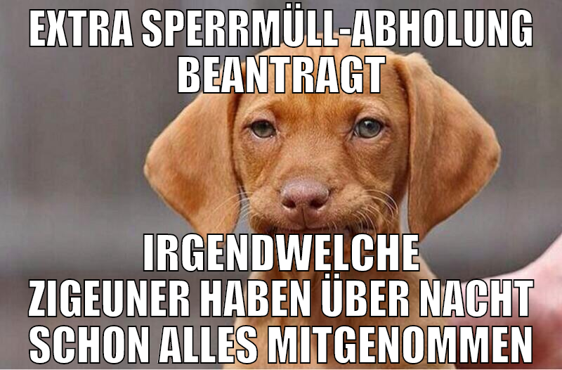 EXTRA SPERRMÜLL-ABHOLUNG BEANTRAGT IRGENDWELCHE ZI