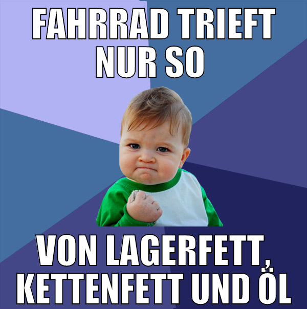 fahrrad trieft nur so  von lagerfett, kettenfett u