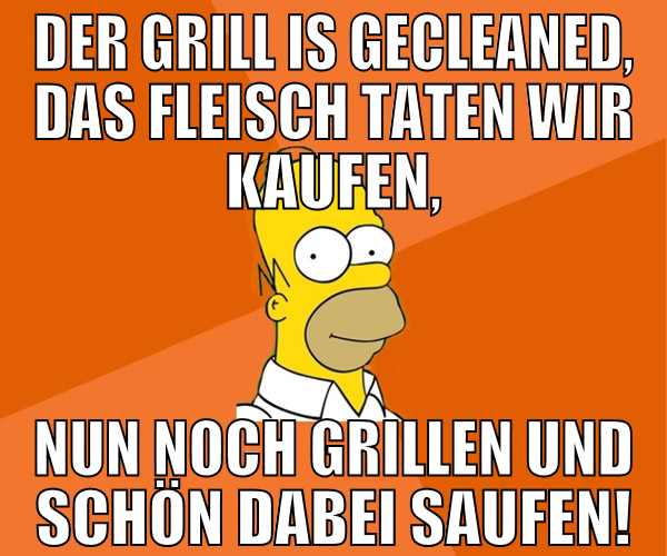 der grill is gecleaned, das fleisch taten wir kauf