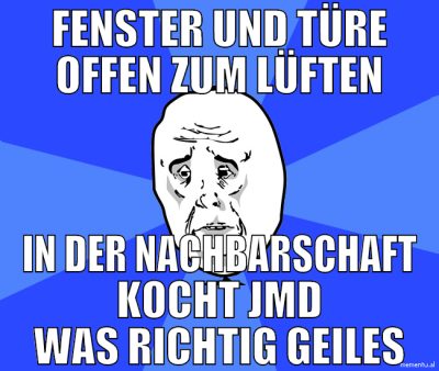 fenster und türe offen zum lüften in der nachbarsc