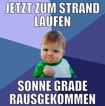 jetzt zum strand laufen sonne grade rausgekommen