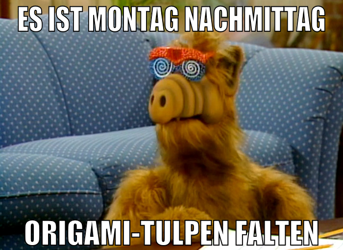 Es ist montag nachmittag origami-tulpen falten